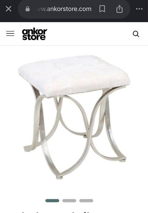 Нова бляскава табуретка - бял плюш и метал