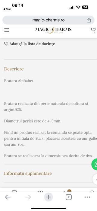 Bratara perle naturale de cultura