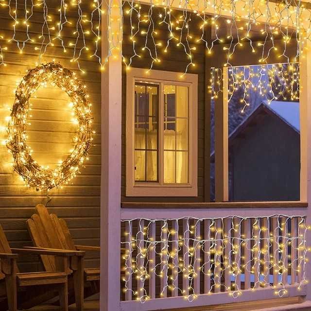 Коледни външни лампички 3.5м х 30-50-70см LED многоцветна завеса 120