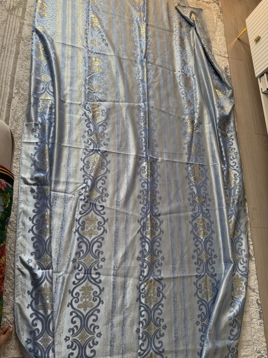 Новая Скатерть с казахскими узорами голубая