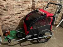 Remorca bicicleta si carucior transport pt gemeni sau 2 copii