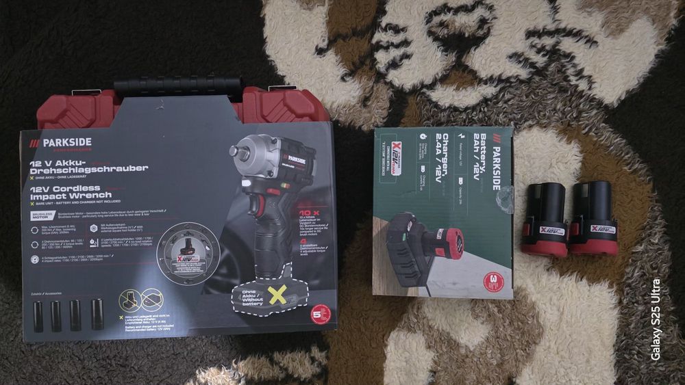 Impact parkside la 12v cu încărcător+3 acumulatori de 2Ah