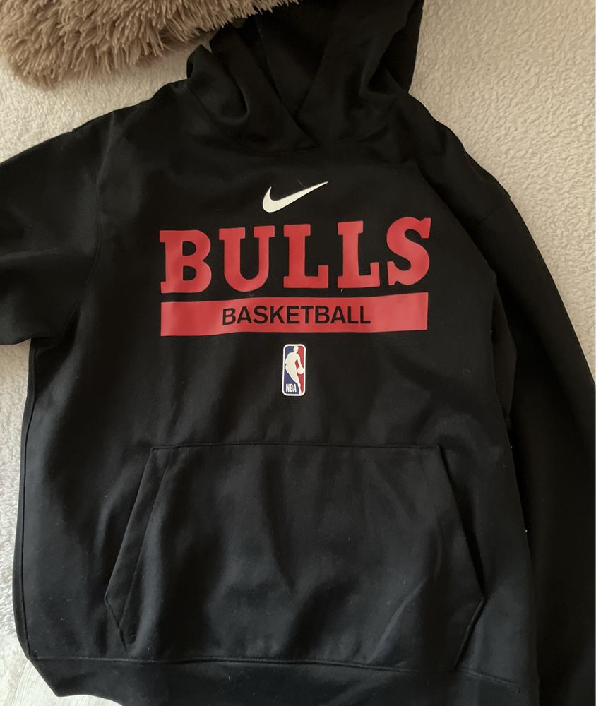 Nike, Худи с Dri Fit и лого, Червен, Черен, М