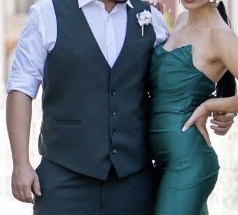 Тъмно зелен мъжки костюм от 3 части Daniel Gianni L-XL