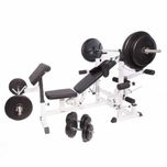 Pachet comlpet fitness Bancă Multifunctională + Set greutați 100kg