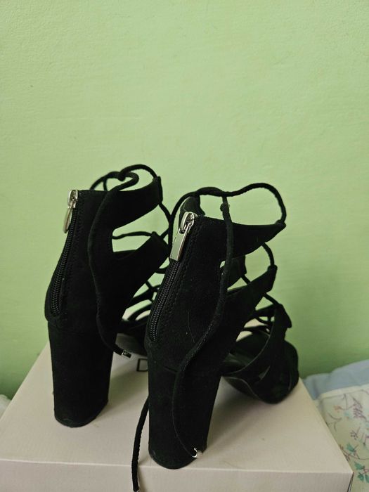 Sandale cu toc negre DeeZee CCC