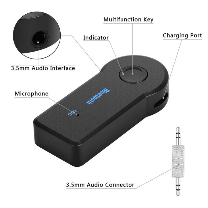 НОВО Bluetooth за кола AUX хендсфри аудио приемник жак 3.5мм НАЛИЧНО!!