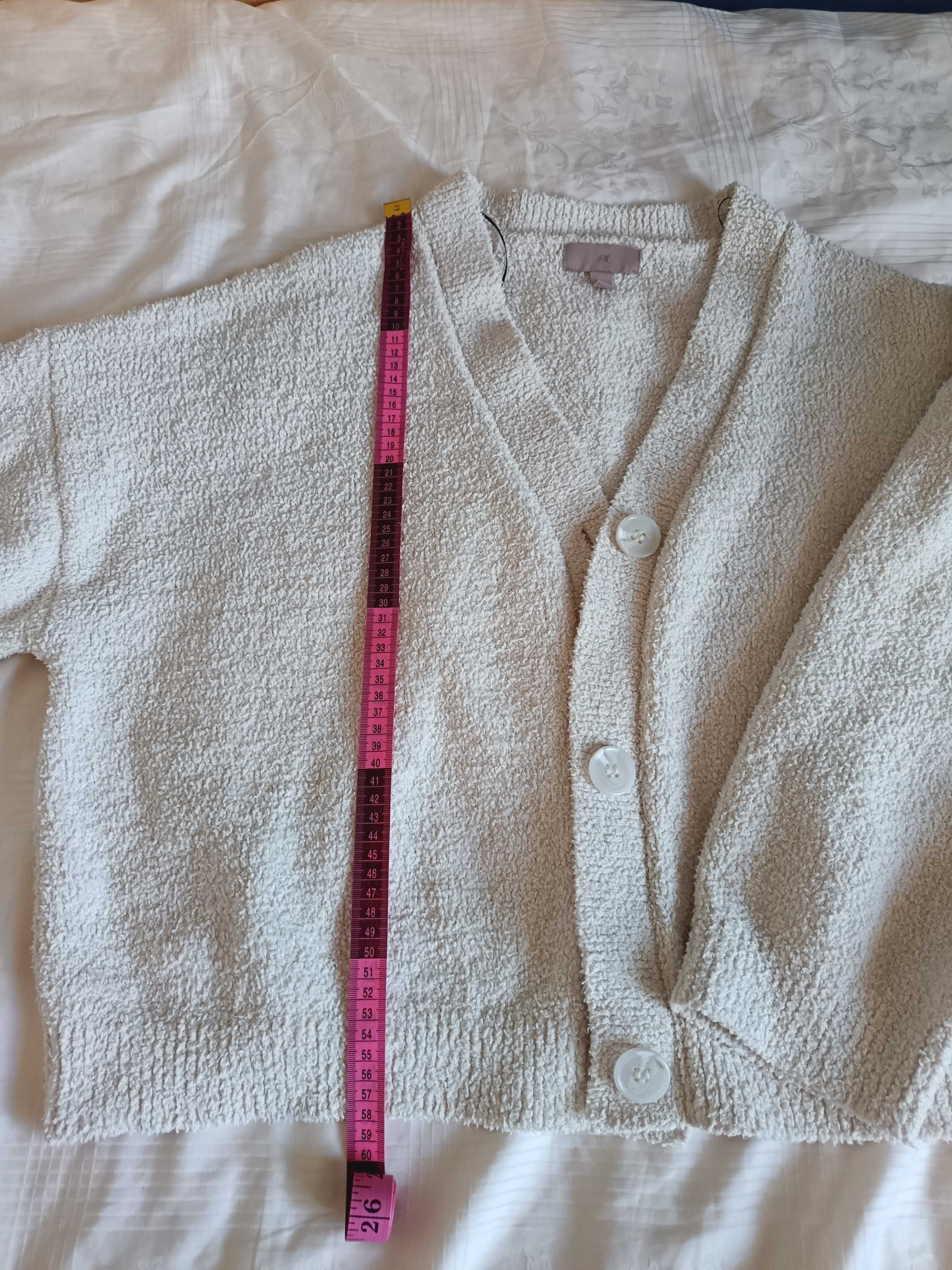 Cardigan texturat crem, H&M, mărime XL, nou