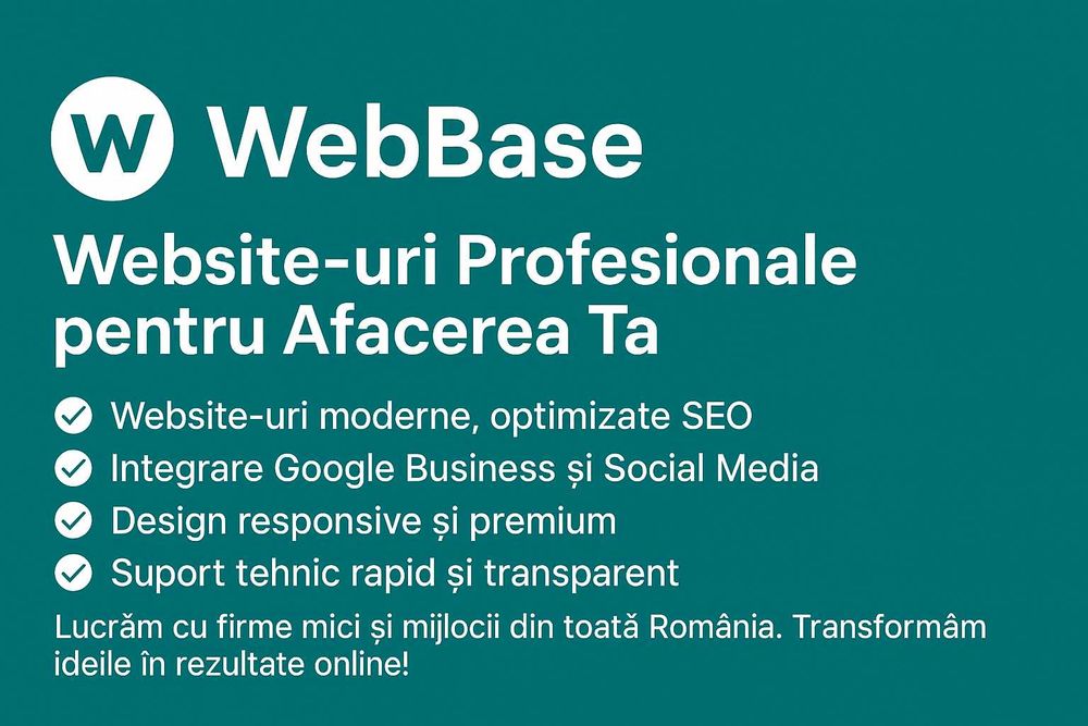 Website profesional pentru firma ta – WebBase