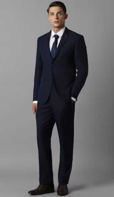 Costum slim premium APOLON NOU 48 M lana extrafina albastru inchis