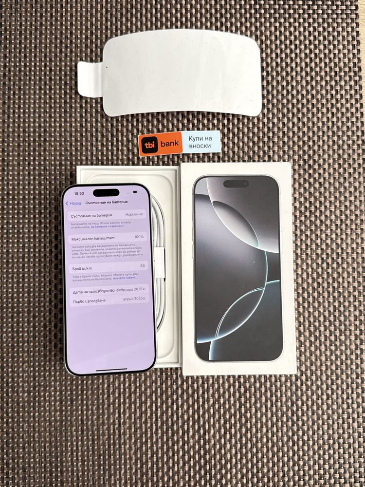 КАТО НОВ!/*ЛИЗИНГ*/ iPhone 16 Pro 128Gb White Titanium / Айфон