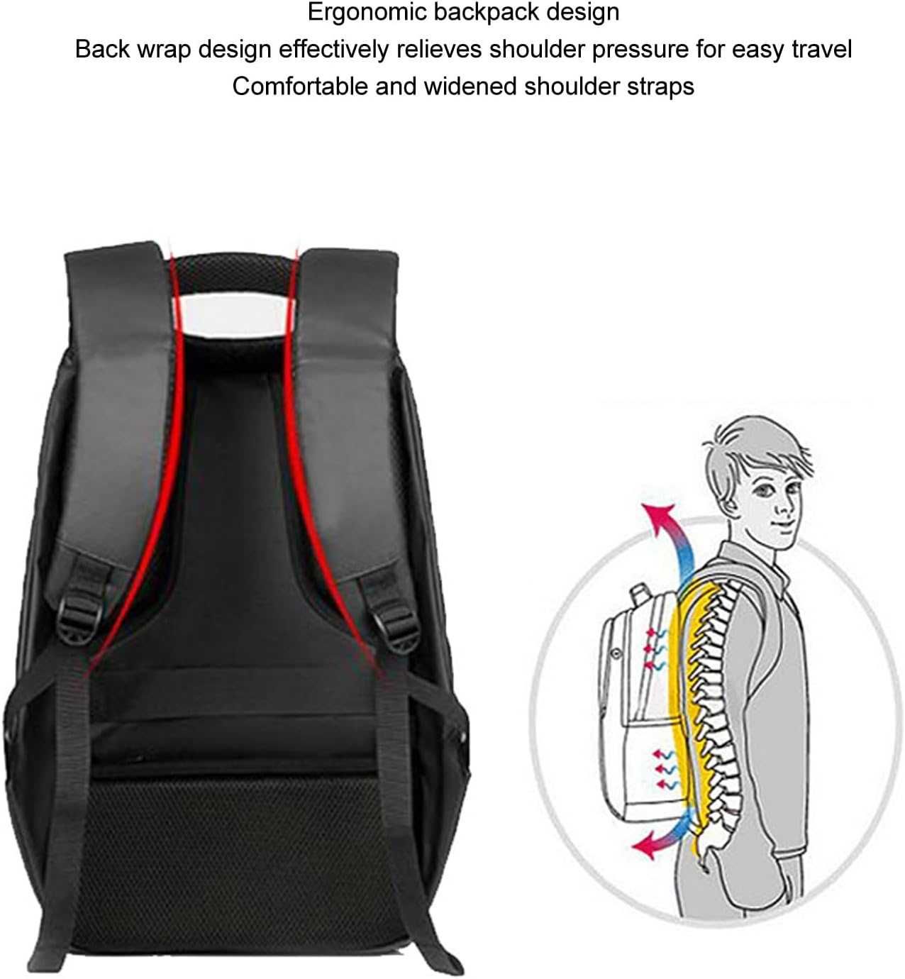NEW! Rucsac / Ghiozdan scoala elegant, negru, Led, Impermeabil