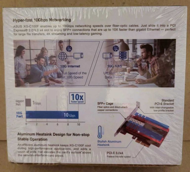 Placă de rețea ASUS XG-C100F - 10 Gbps, PCIe, port SFP+, sigilat