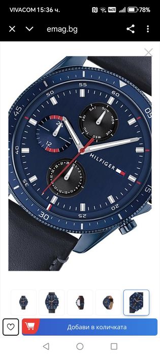 Tommy Hilfiger часовник
Кварцов часовник с кожена каишка, Черен / Тъмн