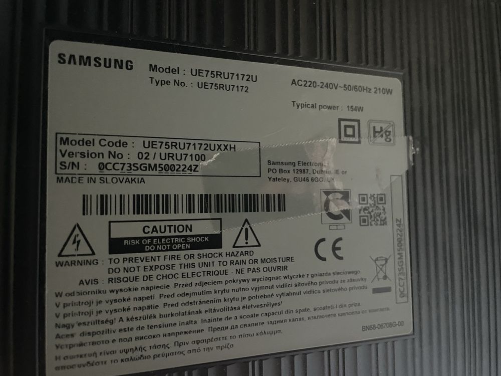 Samsung Tv UE75RU7172U Smart Ultra HD