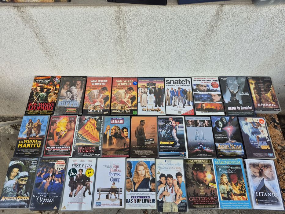 Vând 54 casete video VHS originale filme,western Acțiune,Crime