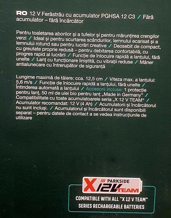 Fierastrau electric / drujba Parkside + baterie, incarcator - garantie