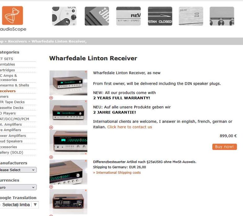 amplituner receiver vintage WHARFEDALE LINTON