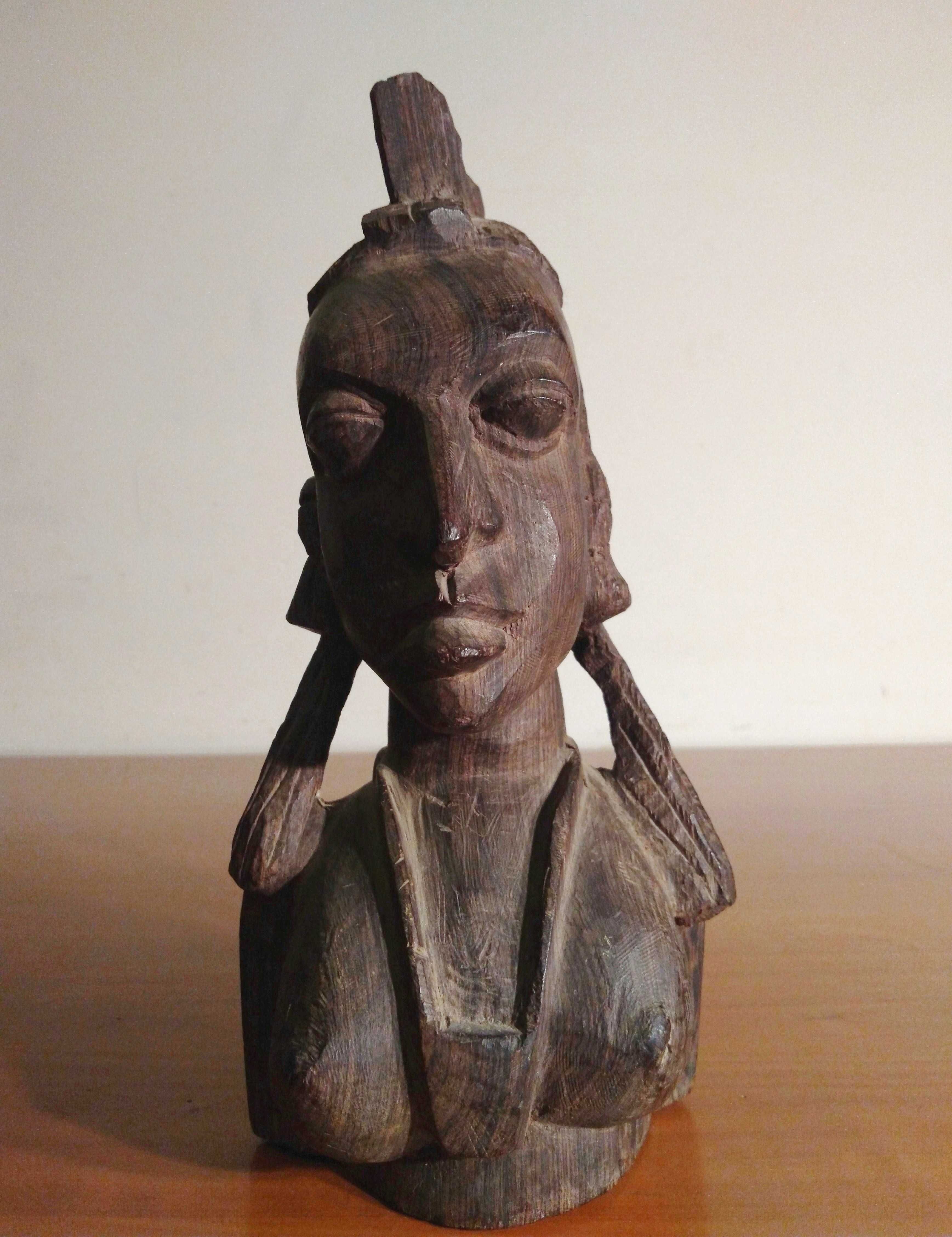 Statueta tribala africana „Bust femeie” | lemn de tec sculptat