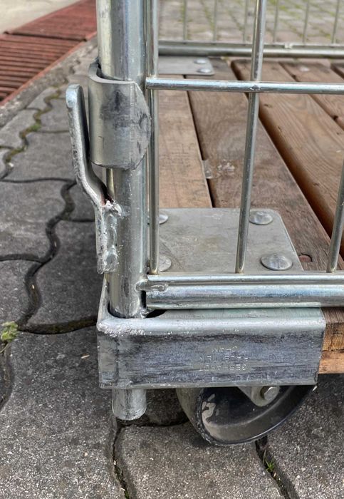 Cărucior marfă cu 3 polițe – rolling cage depozit, oțel galvanizat