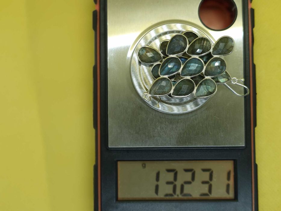 Cercei din argint cu labradorit fațetat – NOI