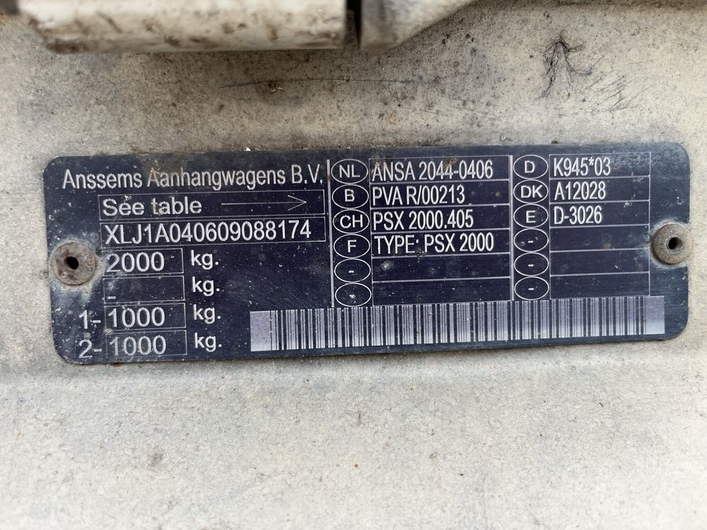 Remorca Anssems PSX 2000 kg