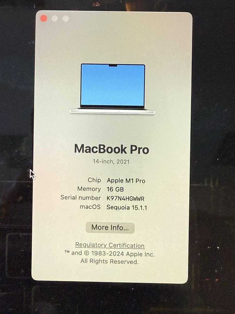 Apple MacBook Pro 512GB, 14 inch.