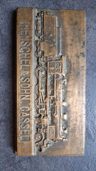 Placă metalică veche Henschel & Sohn – Locomotivă