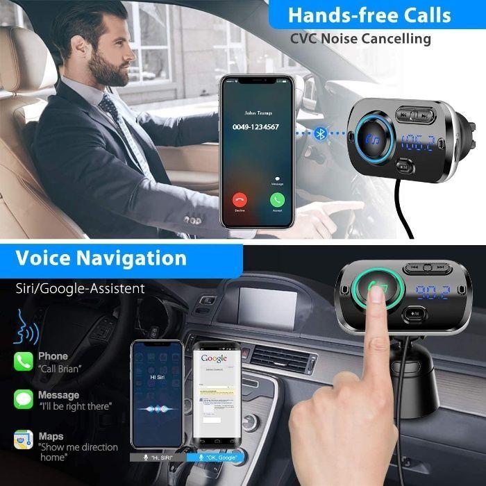 Transmițător Bluetooth 5.0 + hansfree, car kit, dual USB