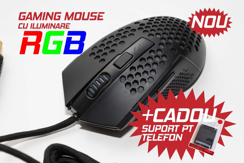 Mouse Gaming Redragon Reaping Elite RGB, NOU! + Cadou: suport telefon