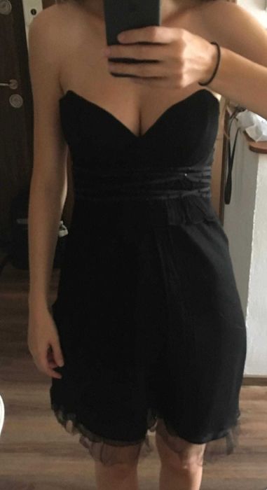 Rochie neagra matase naturala corset Naf Naf 36