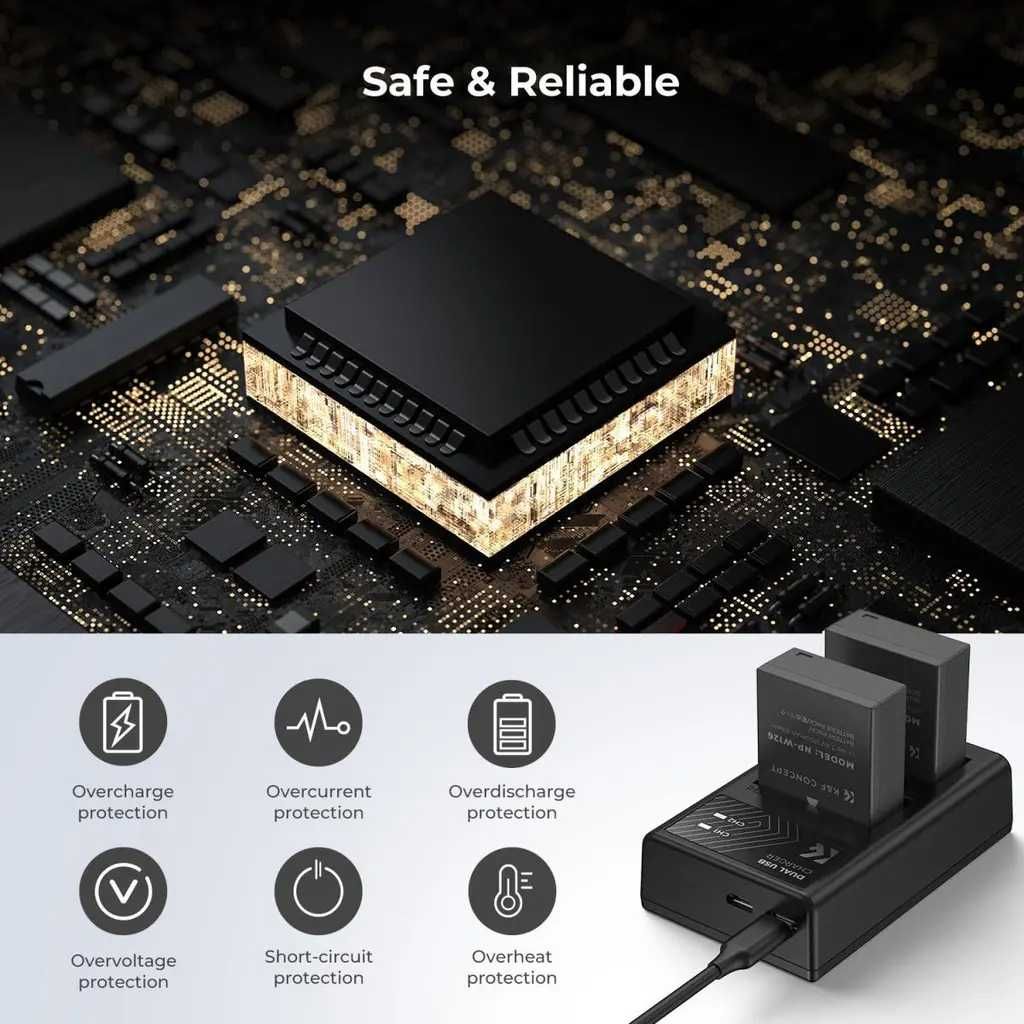Комплект 2 батерии NP-W126 / NP-W126s + зарядно K&F Concept