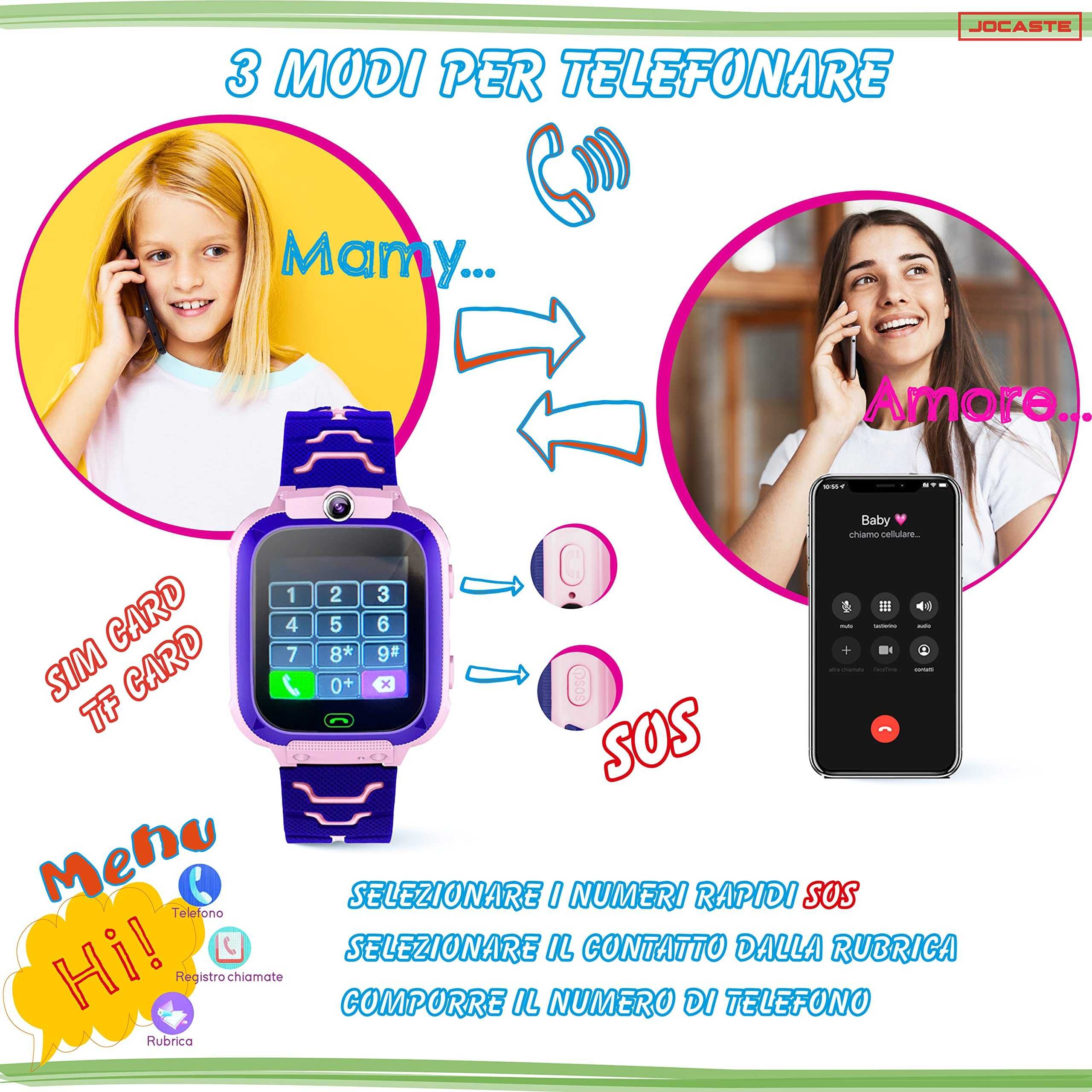 Детски интелигентен часовник JOCASTE, цифров сензорен часовник GPS,SOS