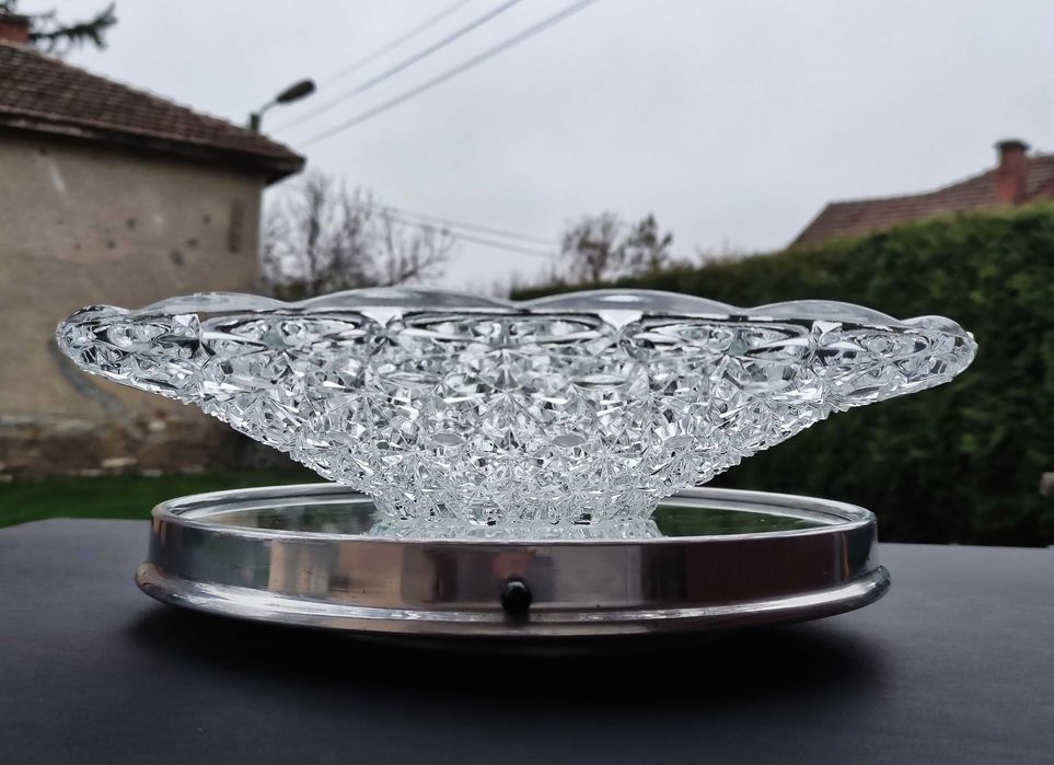 Голяма френска фруктиера от кристално стъкло