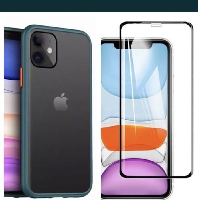 Husa Hybrid Case si Folie Sticla 21D Iphone 11/12/13/14/15/16 PRO MAX