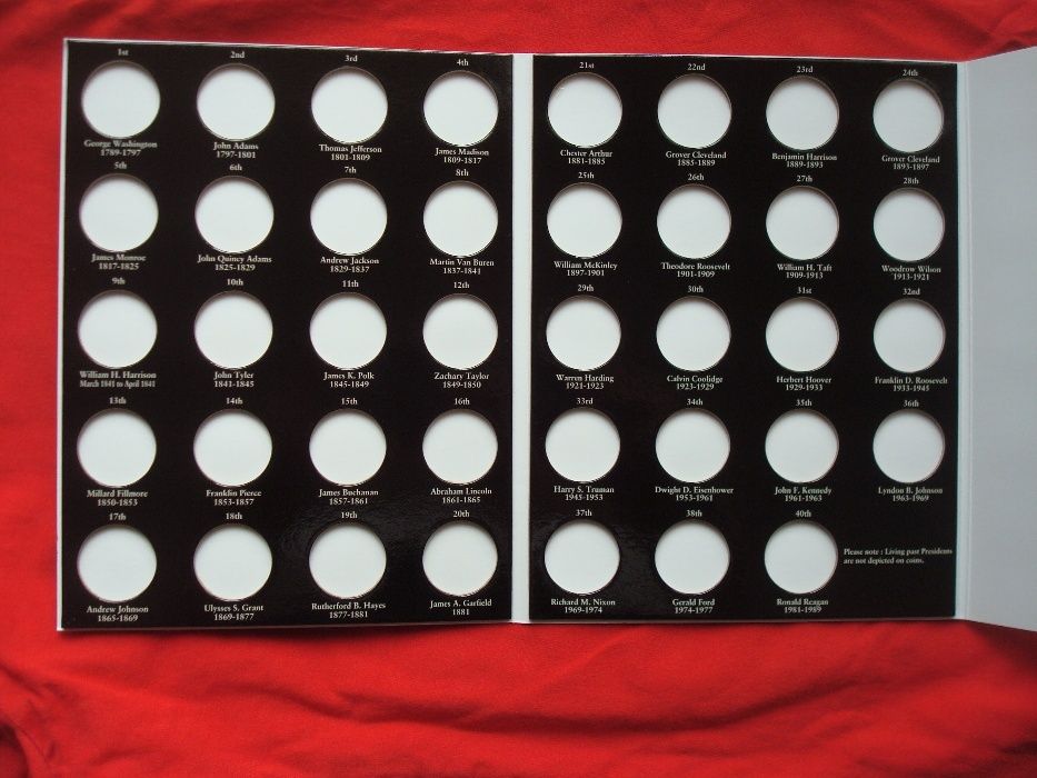 САЩ: албум за серията с Президентите - 39 монети х 1 долар