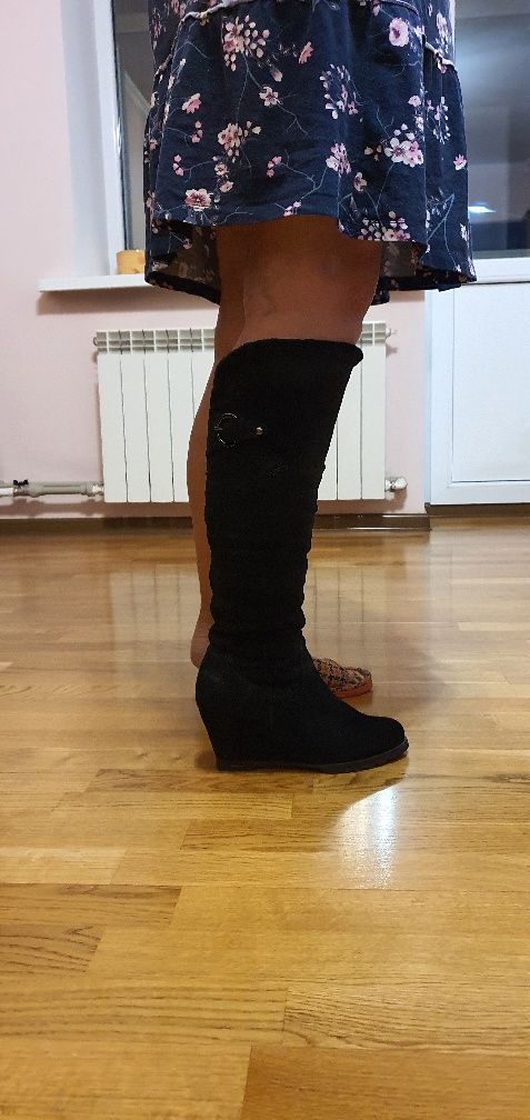 Сапоги зимние , замшевые,  высокие