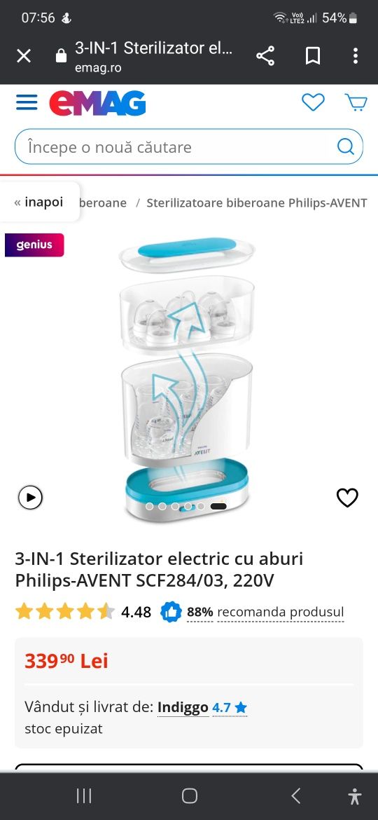 Sterilizator AVENT cu design modular 3 in 1;