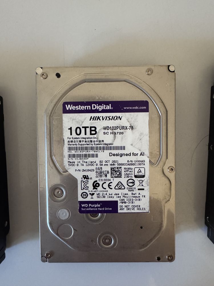 Жесткий диск WD Purple 10TB и Seagate 8TB для видеонаблюдения