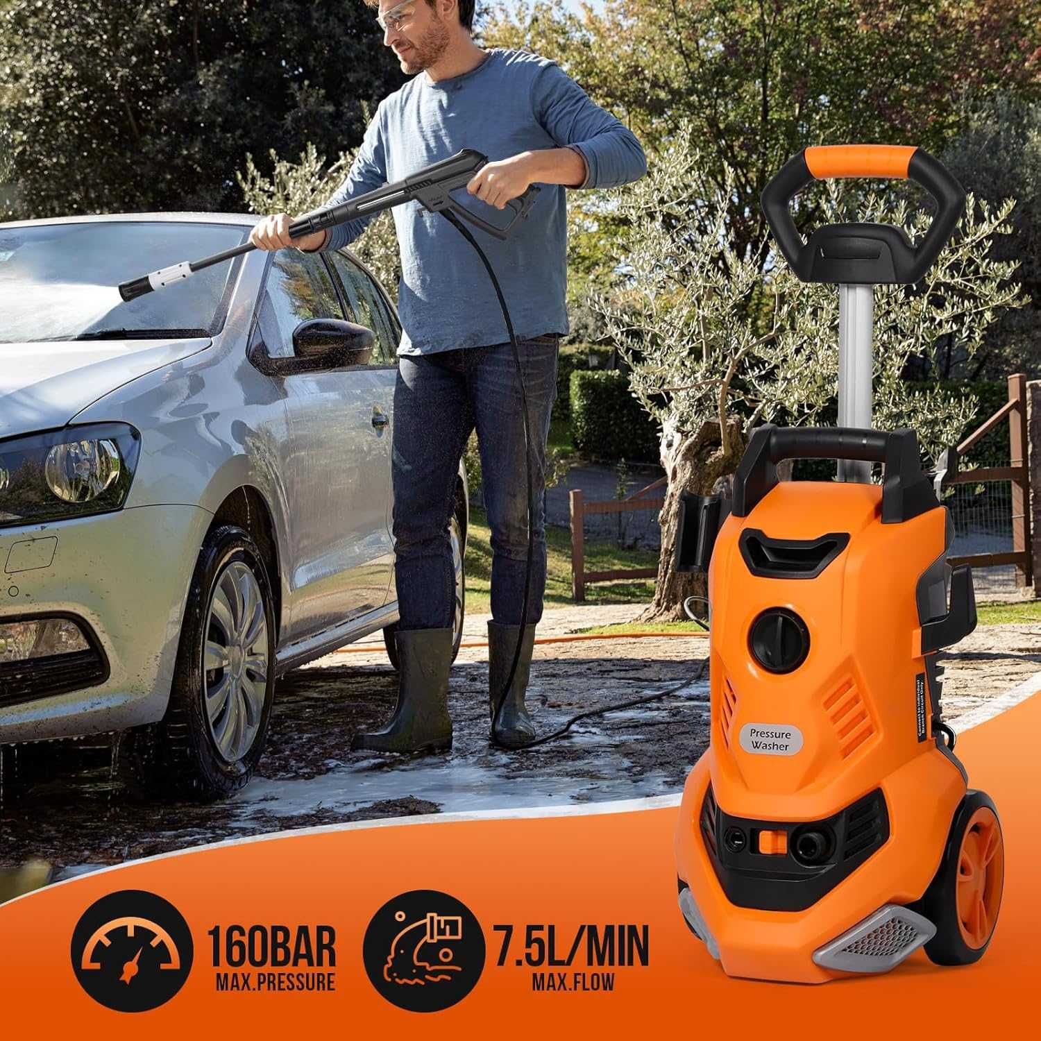 Уред за измиване под високо налягане, 2000 W 160 бара
