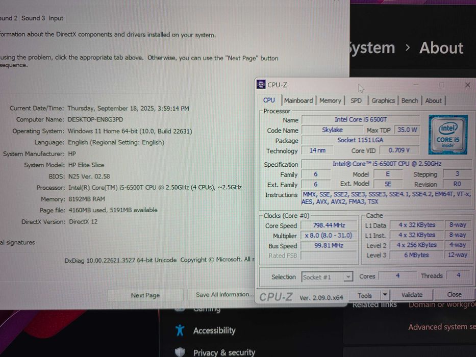 Mini pc HP Elite Slice intel i5-6500T, 256GB SSD, 8Gb + boxa dedicată