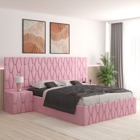 Pat Tapitat Cu Noptiere Tapitate Si Extensii