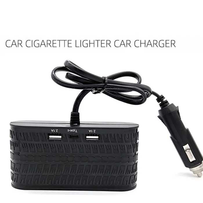 Разклонител с 4 гнезда за запалка и 2 USB, 1 - TYPE C - 1654