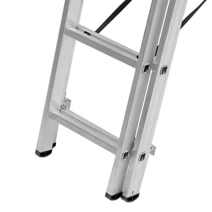 Лестница трехсекционная алюминиевая Сибртех  (от 3×6 до 3×14 ступеней)