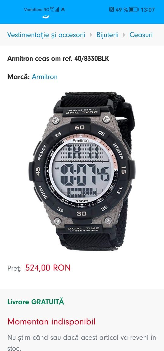 Armitron Sport Mens Digital Chronograph Resin Strap Watch