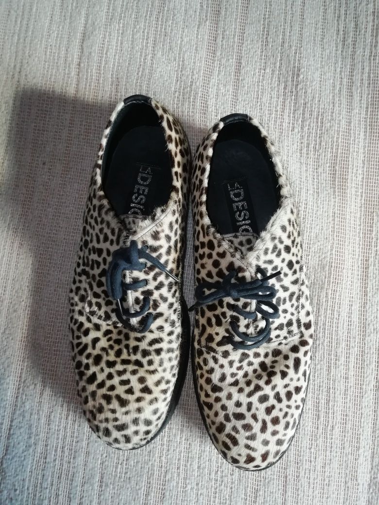 Pantofi piele-blana "leopard" L. A. DESIGN  nr. 43