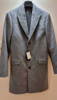 Ново сиво вълнено мъжко палто Mango размер S