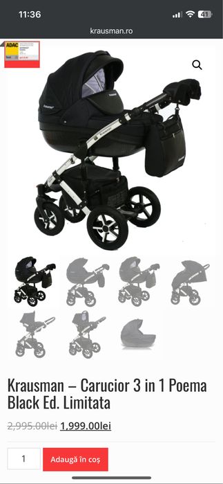 Carucior copii Kraussman 3 in 1 editie limitata
