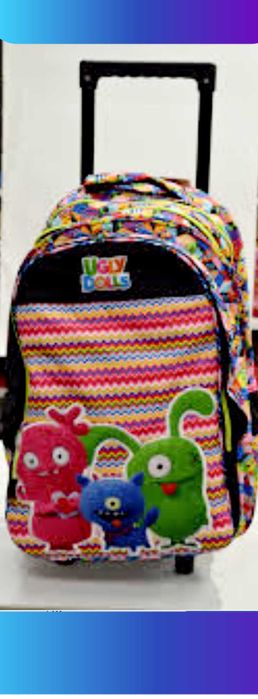 Ghiozdan troler Nou cu papusile Ugly Dolls, 3 compartiment, 2 buzunare