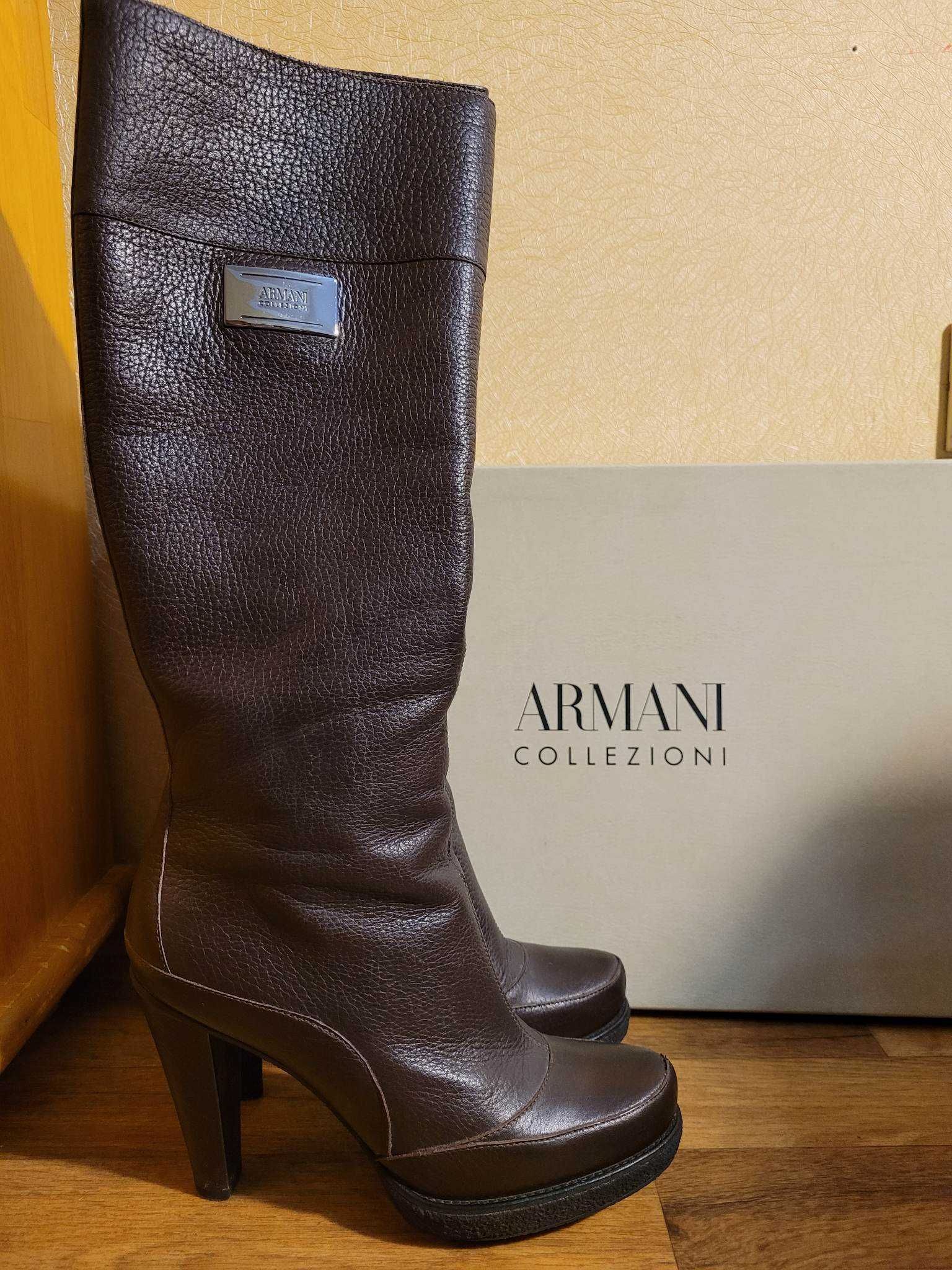 Сапоги Armani, 39 размер , женские, осенние, коричневые, на каблуке